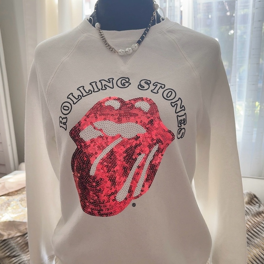 Rolling Stones White Sequin Sweater